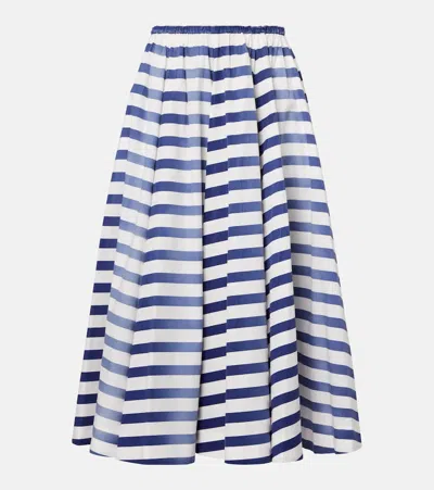 Prada Blue Striped Poplin Midi Full Skirt