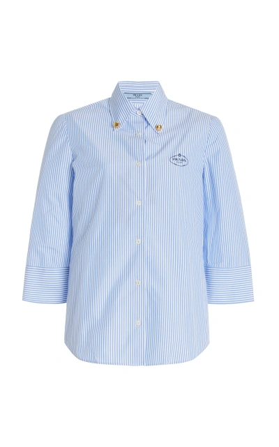 Prada Striped Cotton Poplin Shirt In Multi