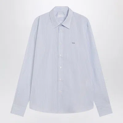 Prada Striped Shirt Long Sleeves Point Collar In Blue