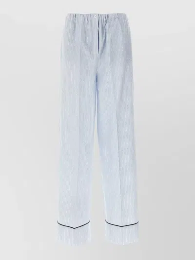 Prada Striped Cotton Poplin Straight Leg Pants In Blue