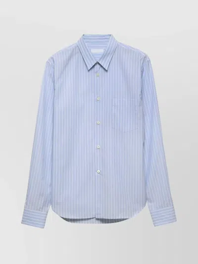 PRADA STRIPED COTTON SHIRT FEATURING BUTTON-DOWN COLLAR