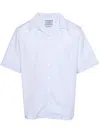 Prada Striped Cotton Camp Collar Shirt In White