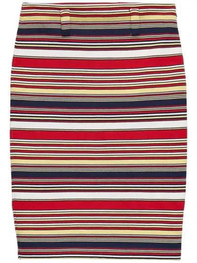 Prada Striped Cotton Skirt In Red/blue