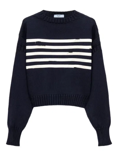 PRADA STRIPED COTTON SWEATER