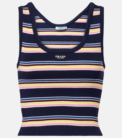 PRADA STRIPED COTTON TANK TOP