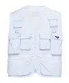 Prada Striped Sleeveless Vest With D-ring Accents In Blue