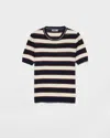 Prada Striped Crew-neck Cotton Sweater In Blue
