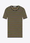 Prada Striped Crewneck T-shirt In Multi