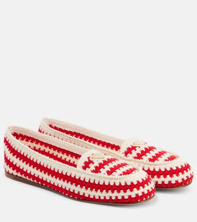 Prada Embroidered Crochet Loafers In Multi