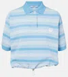 Prada Cropped Short-sleeve Polo With Drawstring In Blue