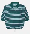 Prada Striped Cotton Pique Cropped Polo Shirt In Blue