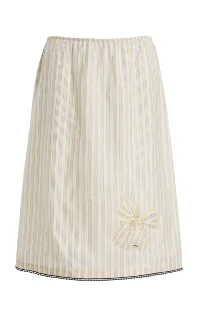 Prada Striped Cupro Midi Skirt In Yellow