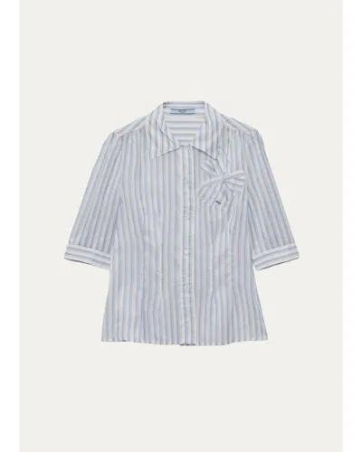 Prada Striped Cupro Short-sleeve Shirt In Blue
