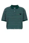 Prada Striped Cotton Pique Cropped Polo Shirt In Multi