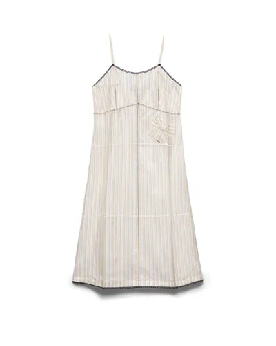 Prada Striped Dress With Bow In White