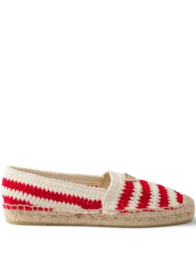 Prada Espadrillas In Crochet Bicolor Donna In Red