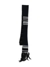 Prada Striped Feather-trimmed Scarf In Blue