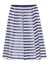Prada Striped Old Poplin Full Skirt In Blue