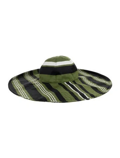 Pre-owned Prada Striped Hat In Green