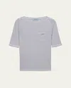 Prada Striped High-neck Elbow-sleeve Sweater