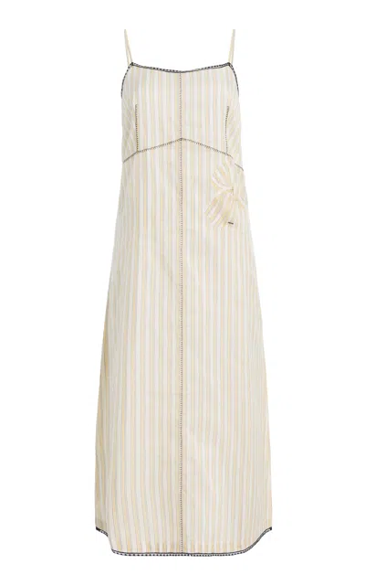 Prada Striped Jersey Midi Dress In Neutral