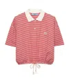 Prada Womens Red Striped Branded-print Cotton-jersey Polo Shirt In Red