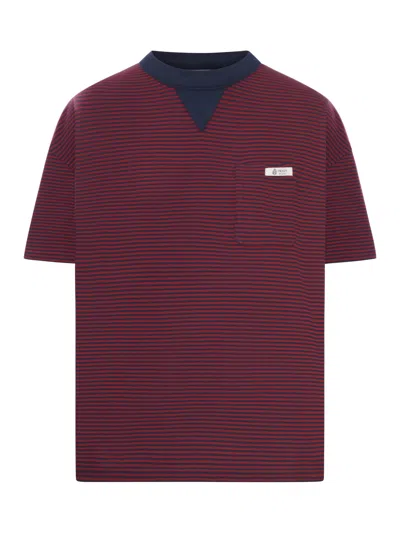 Prada Oversized Striped Jersey T-shirt In Burgundy