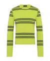 Prada Crew-neck Lambswool Sweater Striped Pattern In Green