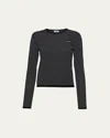 Prada Striped Long-sleeve Shirt In Bianco Nero
