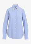 Prada Poplin Shirt With Rhinestone Detail In Blue