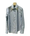 Prada Striped Long-sleeved Shirt In Blue