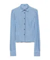 Prada Striped Long-sleeved Shirt In Light Blue