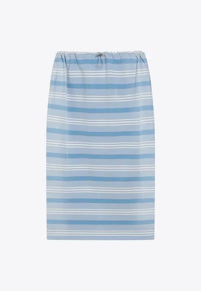 Prada Striped Midi Skirt In Blue