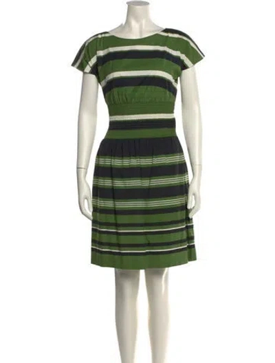 Pre-owned Prada Striped Mini Dress In Green
