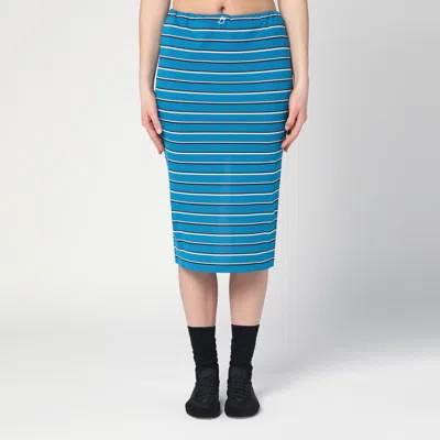 Prada Striped Ottanium Midi Skirt In Multicolor