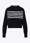 Prada Maglione In Cotone Blu Scuro Donna In Blue