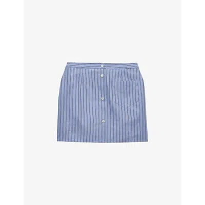 PRADA WOMENS PRADA STRIPED PATCH-POCKET COTTON MINI SKIRT