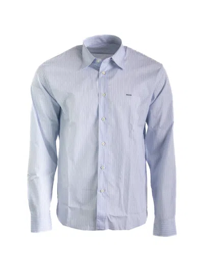 Prada Striped-pattern Long-sleeve Shirt In Blue