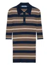 Prada Striped Cotton Polo Shirt In Blue