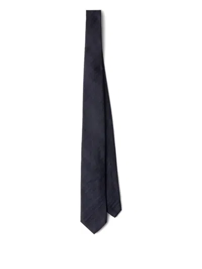 Prada Striped-pattern Silk Tie In Black