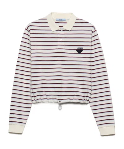 Prada Striped Piqué Polo Shirt In Multi