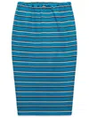 Prada Womens Light Blue Striped Triangle-logo Cotton Piqué Midi Skirt In Blue