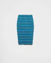 Prada Striped Midi Skirt In Teal / Burnt Sienna