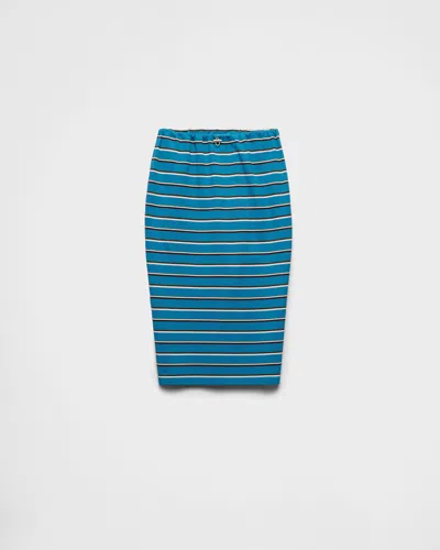 PRADA GESTREIFTER ROCK AUS PIQUÉ