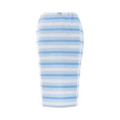 Prada Striped Piquet Midi Skirt In Blue