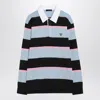 Prada Men's Striped Polo In Black