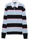 Prada Men's Striped Polo In 黑色