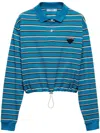 Prada Striped Polo Shirt In Blue
