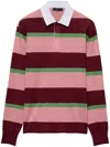 Prada Striped Silk And Cotton Polo Shirt In Purple