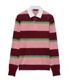 Prada Striped Silk And Cotton Polo Shirt In Wine Red